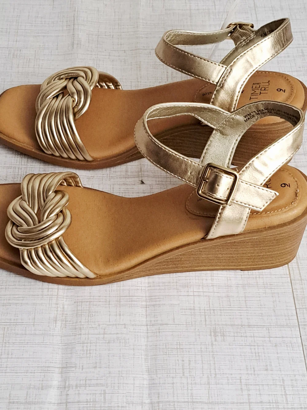 Time and Tru Gold Wedge Sandals
